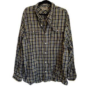 Duluth Trading Co. Button-Down LS Relaxed Fit Shirt in Blue Yellow Plaid